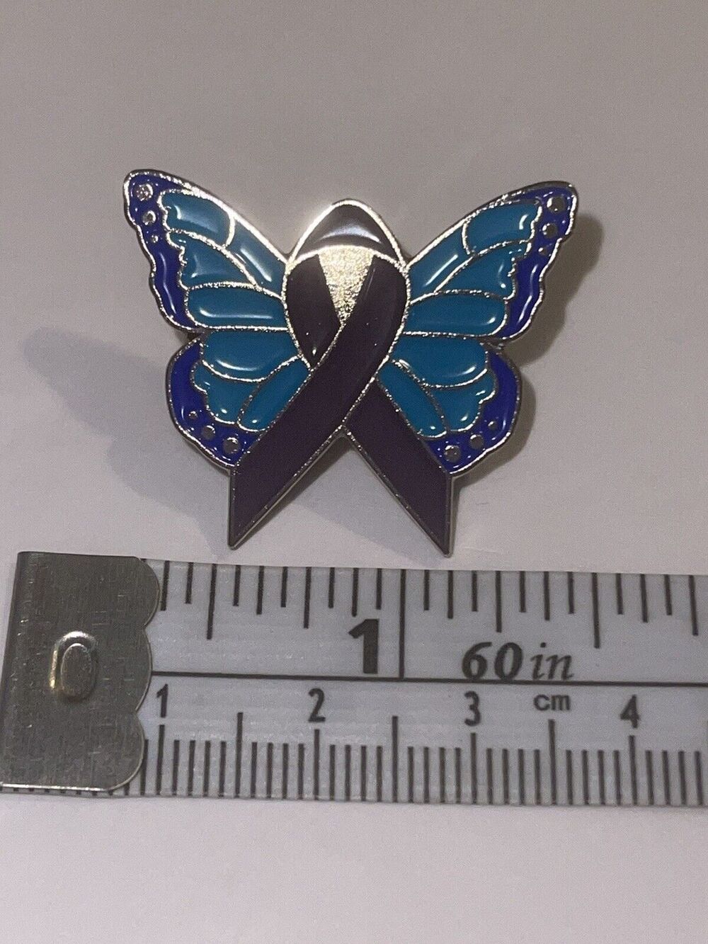 Blue Butterfly With Ribbon Pin Brooch